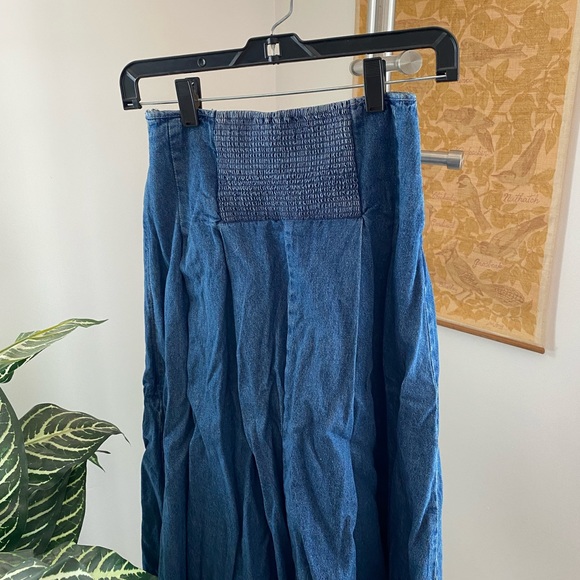 High waist denim skirt with tie - Picture 3 of 3